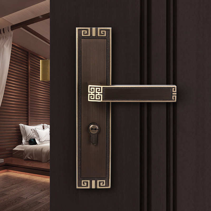 Euromoo Style Door Lock Pure Bronze Antique House Door Lock Full Copper Solid Wood Door Lock Villa Bedroom Door Lock