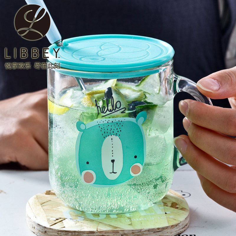 Libbey Libbey Glass Coffee Cup Hot Drink Cup Mugs Milk Cup Teacup Clear with lid Spoon Water Cup