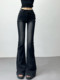 2025 new style mid-waist hip-raising high-waist stretch denim floor-length trousers washed and distressed fashionable long-leg boot-cut trousers