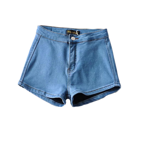 Long-legged peach-butt elastic denim shorts, soft and comfortable, high elasticity, high waist and hip-covering hot pants, hot girl tights