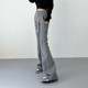European and American style elastic high-waisted streamers slightly flared velvet sweatpants sports pants flared pants slim floor-length casual pants for women