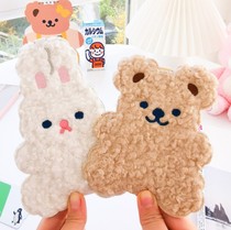 Bear plush card clip Korean ins Wind same access control card set cute student cartoon with rope bus card set