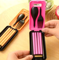 Travel Travel Portable Cutlery Student Cutlery Suit Environmentally Friendly Spoon Chopsticks Fork Three-piece Box