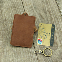 Handmade cowhide bus card cover retro ultra-thin card bag work card Subway card one-card ID meal card protective cover