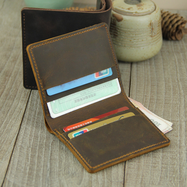 Handmade wallet man mad horse wallet man short head skin retro leather wallet for short head skin wallet for student wallet
