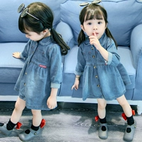 2019 mới cho trẻ em Hàn Quốc váy denim thời trang bé gái dài tay váy bé gái công chúa váy mùa thu - Váy váy múa cho bé