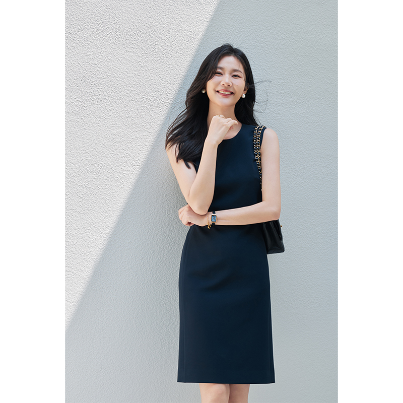 Diisshia2025 New Acetate Navy Blue Dress for Women, Summer Elegant High-End Dress, Slimming Tank Dress
