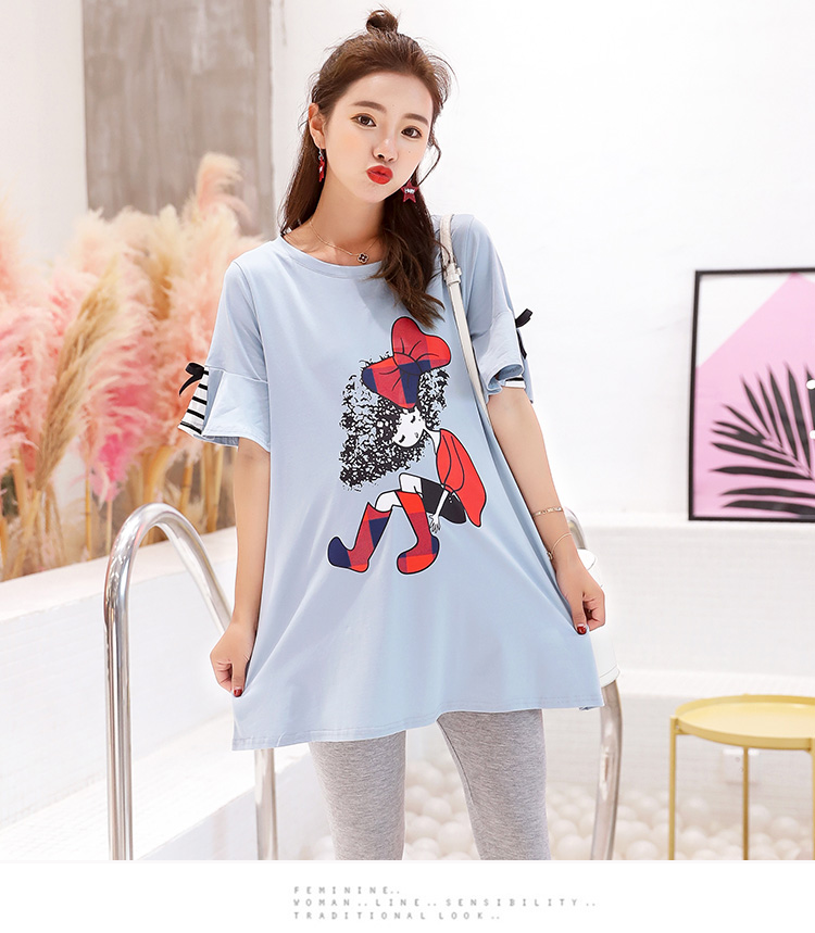 Phụ nữ mang thai T-Shirt lỏng kích thước lớn phụ nữ mang thai phù hợp với mùa hè mô hình thời trang 2018 mới ngắn tay mùa hè áo khoác nữ triều mẹ