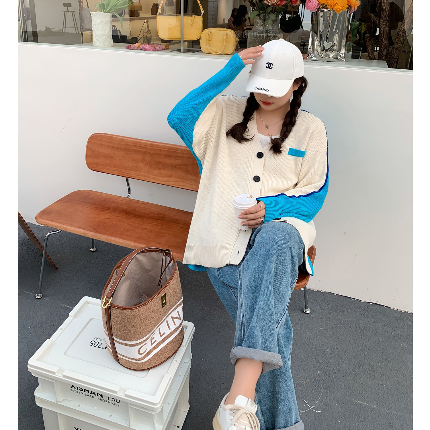 ALIN Custom large size women's dress Fat mm Coloured knit cardiovert 200 catty loose Lazy Wind V collar Long sleeves Knitted Cardiovert