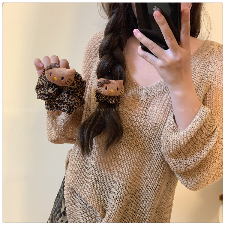 食颜派 豹纹Kitty大肠发圈【头绳发绳高级感发饰】【美式辣妹发圈】