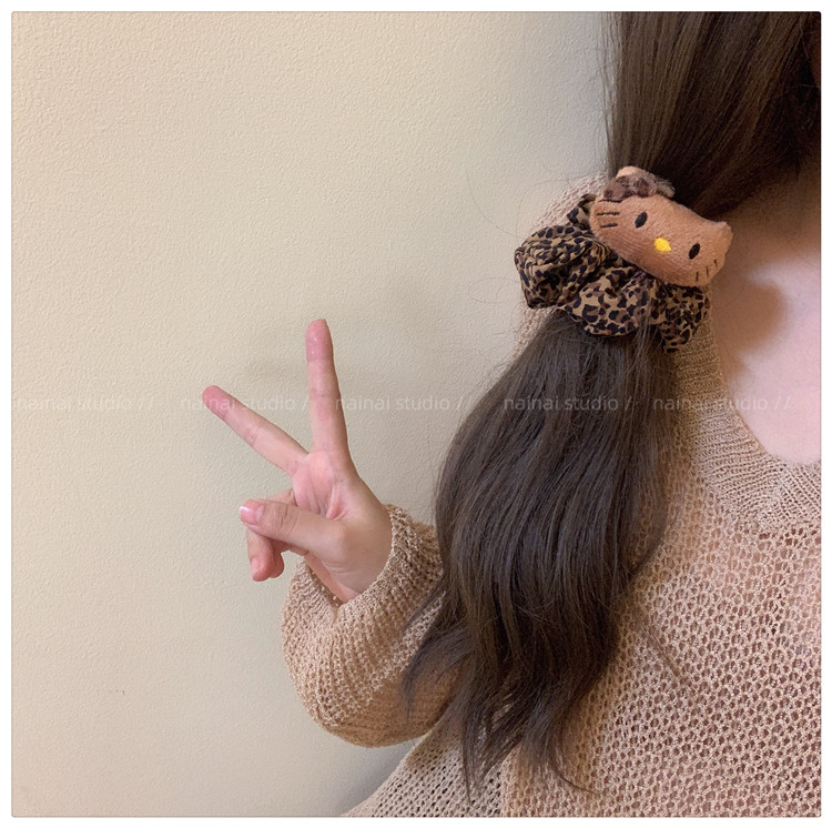 食颜派 豹纹Kitty大肠发圈【头绳发绳高级感发饰】【美式辣妹发圈】