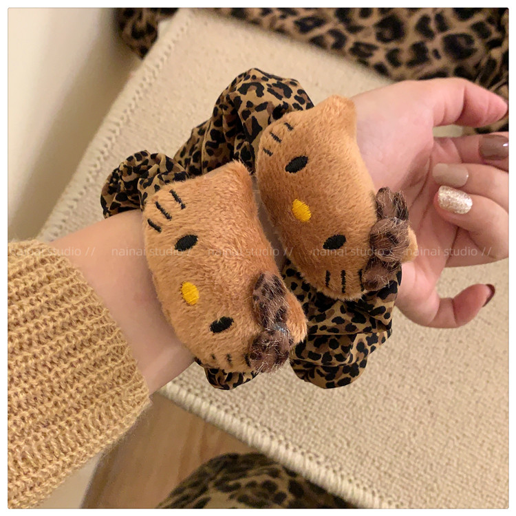 食颜派 豹纹Kitty大肠发圈【头绳发绳高级感发饰】【美式辣妹发圈】