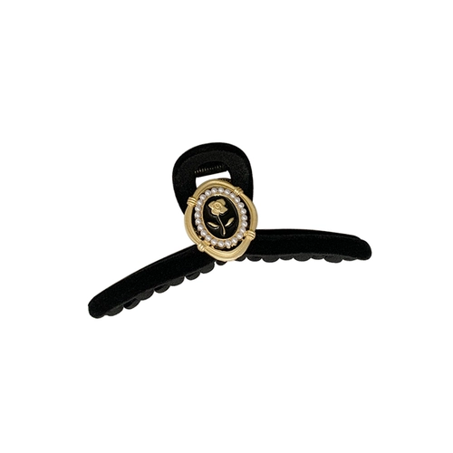 Черная заколка-крабик, весенняя акула, заколка для волос, розы, французский стиль, в стиле Шанель, новая коллекция