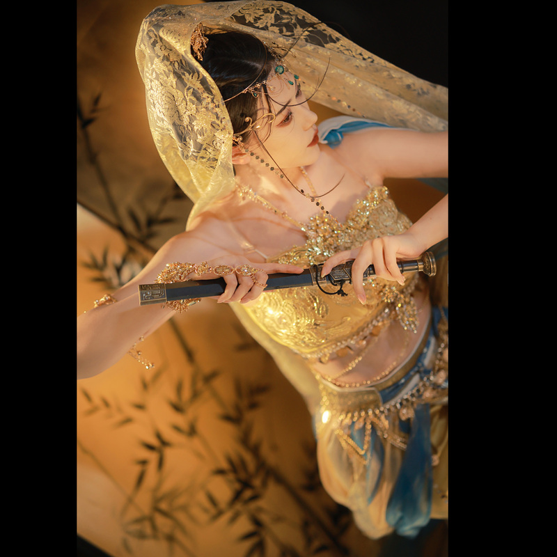Yanshanting Original Golden Thread Clothing, Western Region Princess Dance Costume, Exotic Style Clothing, Loulan Photo Shoot, Drunken Flower Shade
