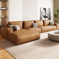 Тофу диван кожа просто гребляет современный, тихий, легкий роскошный квадратный кожаный диван супер широкий сидит глубоко