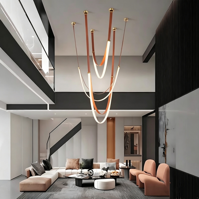 Designer Creative Simple Belt Lamp House Living Room Dining Room Model Room Highlight Lamp Duplex Loft Staircase Chandelier Designer Creative Simple Belt Lamp House Living Room Dining Room Model Room Highlight Lamp Duplex Loft Staircase Chandelier