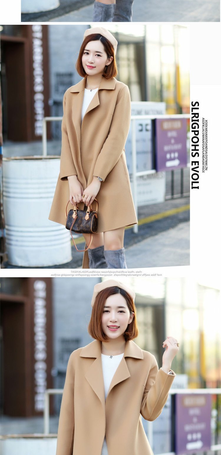 Áo khoác len cashmere hai mặt nữ 2018 mới dài phần phiên bản Hàn Quốc của áo len giảm béo eo mùa thu và áo len mùa đông áo dạ tweed dáng dài