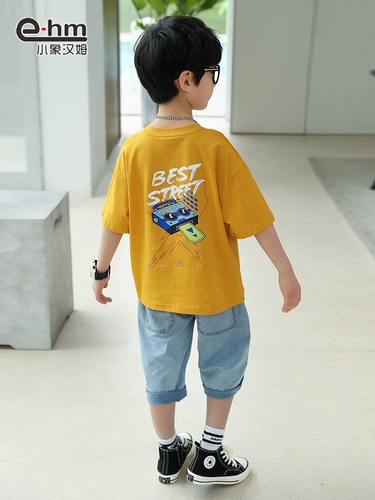 小象汉姆 Летняя одежда, детская сиреневая футболка с коротким рукавом, в корейском стиле, подходит для подростков