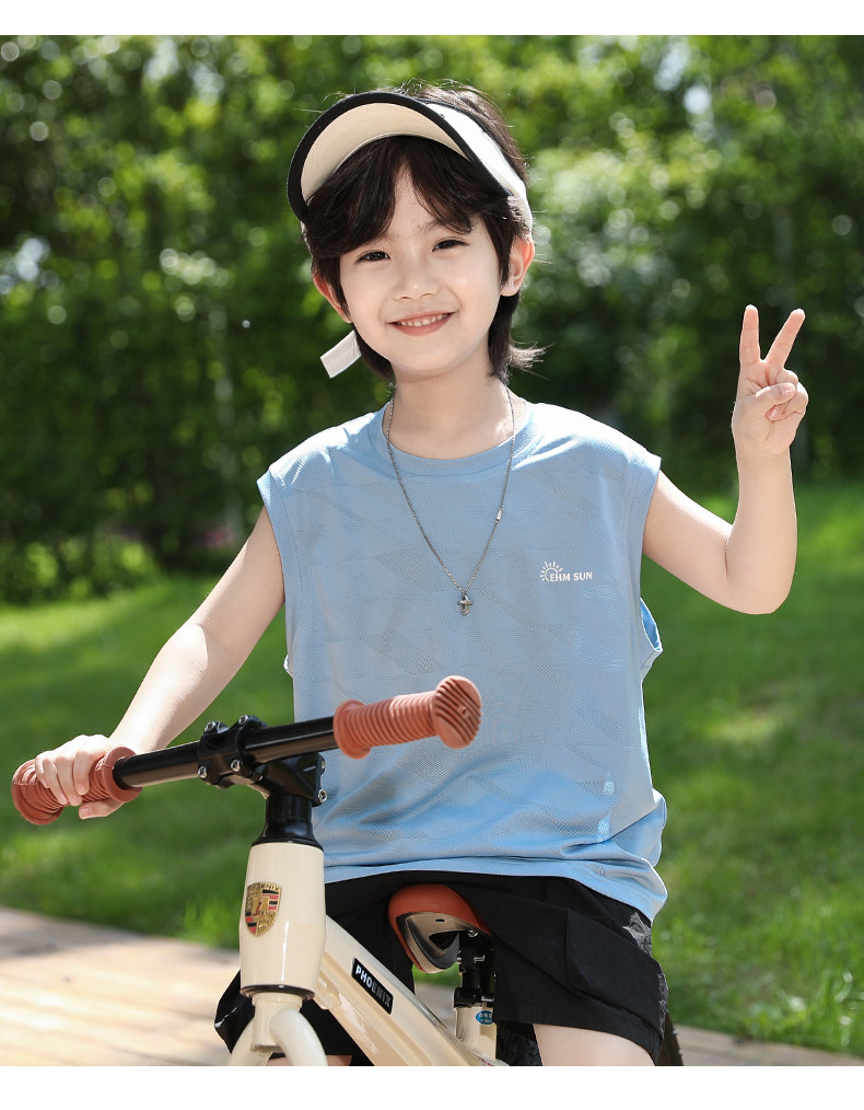 小象汉姆童装男童运动背心2026新款儿童夏季网眼速干透气无袖T恤 — 21