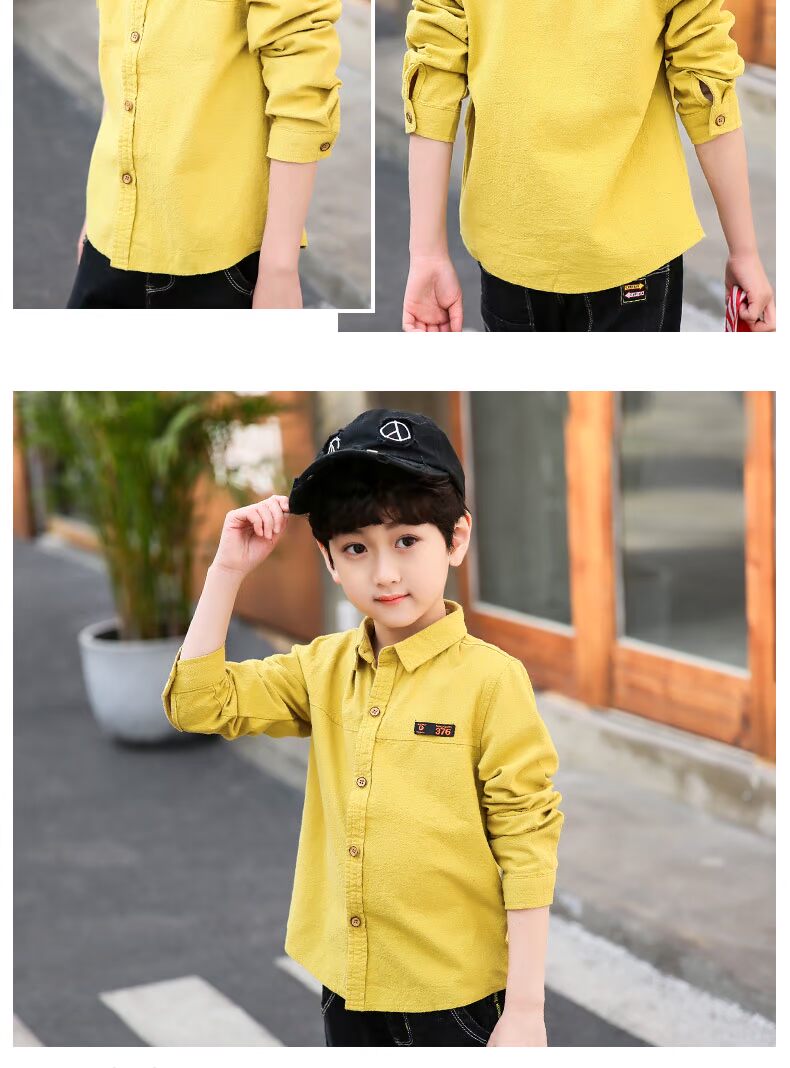 Quần áo bé trai cho bé trai Áo sơ mi dài tay cotton trẻ em áo sơ mi bé trai lớn 2018 xuân mới thời trang trẻ em