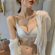 Thin-style large chest display small underwear Female Sensation Lace Poly beauty Back No Steel Ring Style Ultra Slim Bra Suit Summer