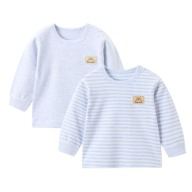 2-pack/baby pure cotton autumn underwear single piece low collar children's infant newborn male and female long-sleeved spring and autumn