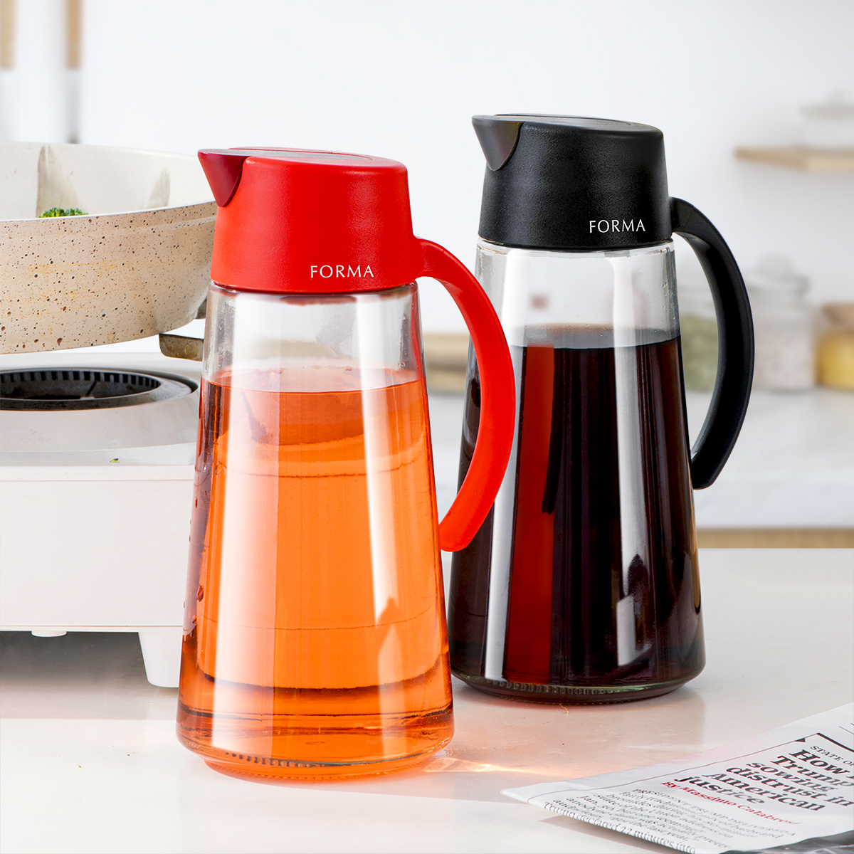 asvel Japan automatic opening and closing format oil bottle home glass oil pot kitchen oil pot vinegar pot large seasoning bottle