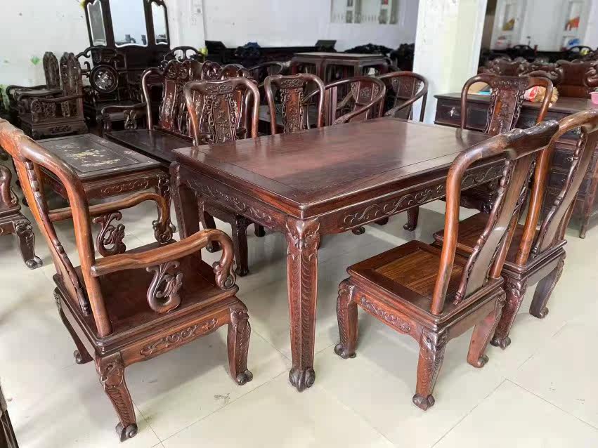 Vietnam's red wood furniture is innate with red and sour branches table long square table Seven sets of panels Three-to-a-decade-long inventory