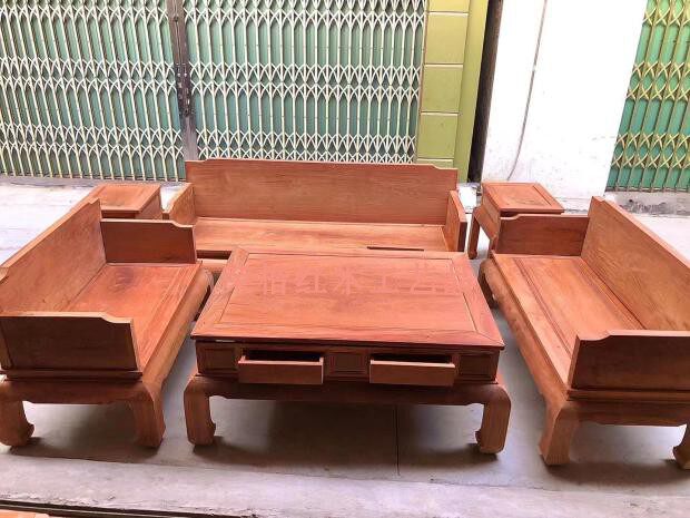 Vietnamese Red Wood Furniture with Pear Wood Semi-finished Products Luketo Bed Sofa Six Pieces of Material Clean Textures Natural