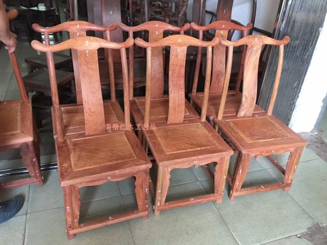 Vietnamese red wood furniture Furniture Pear Wood Semi-finished Myanmar Laos Flowers Pear Small Official Hat Chair Back Leaning Chair Comfort