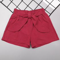 Girl shorts summer 2020 female baby 100 lap casual cotton linen pants foreign air hot pants lace dress pants slim fit pants slim fit