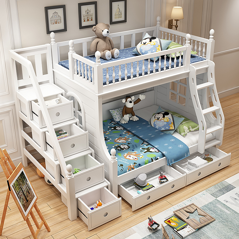 American solid wood primary and low beds white unique slide children Double beds Double beds Double beds 1 5 m Storage high box