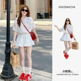 Милая белая рубашка, юбка, комплект, подходит для подростков