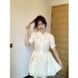 Летнее милое белое приталенное платье, корсет, мини-юбка для принцессы, короткий рукав