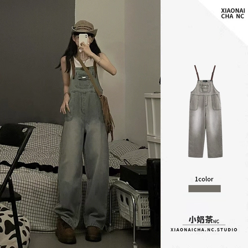 Ретро приталенный комбинезон, дизайнерские джинсы, штаны, в американском стиле, высокая талия, тренд сезона