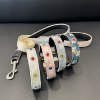 Original Lace High-End Dog Collar P Collar for Small and Medium-Sized Dogs, Genuine Leather Spliced Pet Collar Leash