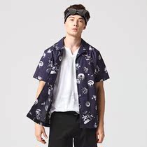 (Gels) Mens Plant Printed Short Sleeve Shirt Withdrawal Cabinet Slightly Flawless No Withdrawal Does Nt Mind Shooting
