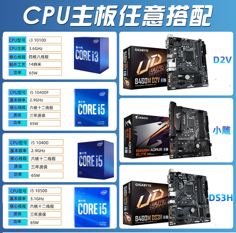 new gigabyte b460md2v/aorus small carving b460 motherboard i5 10400fcpu set h410ds3h