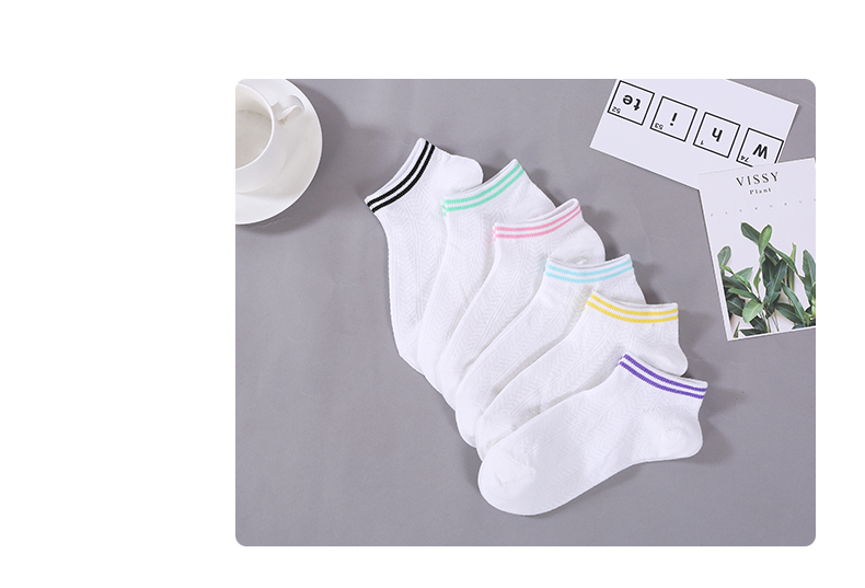 6 đôi vớ của phụ nữ mùa hè mỏng cotton vớ lưới thoáng khí nông miệng của phụ nữ vớ trắng siêu mỏng vớ thoáng khí - Bít tất nữ tất dài đến đầu gối