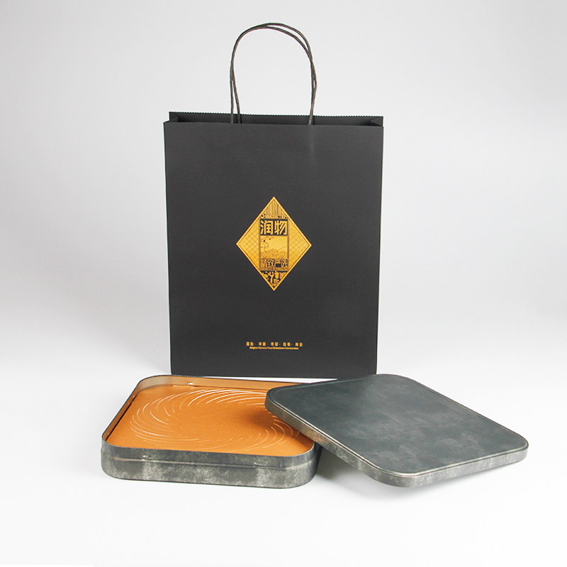 Square retro gray tea cake packaging tin box jar seven-child cake tea white tea cake 375g universal packaging box