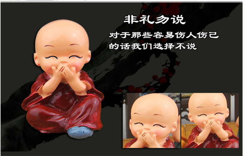 Xe ô tô hoạt hình bốn nhà sư nhỏ đồ trang trí phụ kiện xe hơi nội thất búp bê xe phụ kiện nội thất xe trang trí nội thất xe ô tô