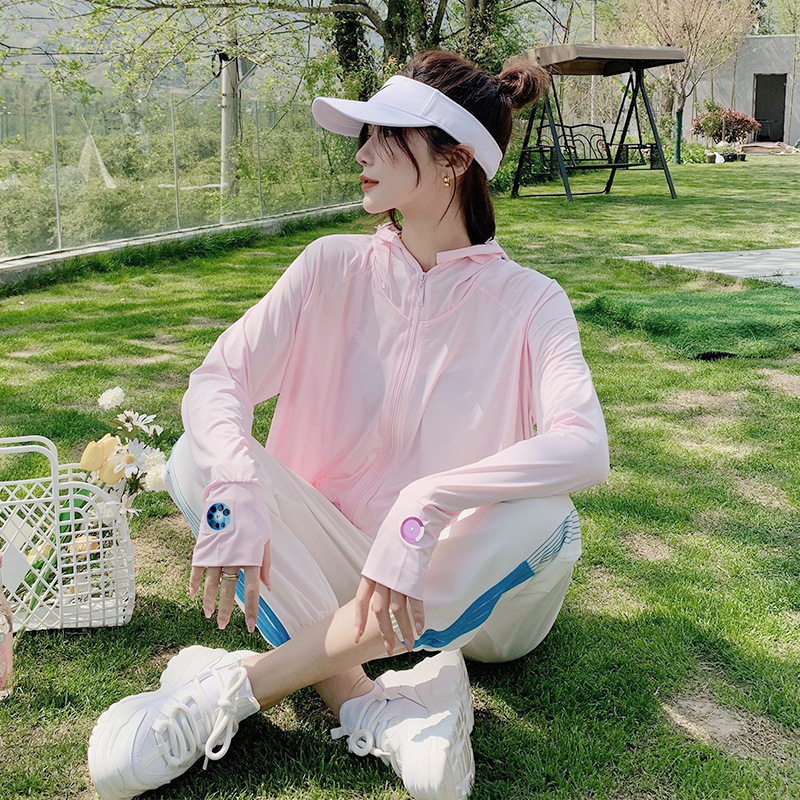 2022 Summer new mouth sunscreen dress drive UV anti - UV hood ice wire medium - long technology sunscreen suit