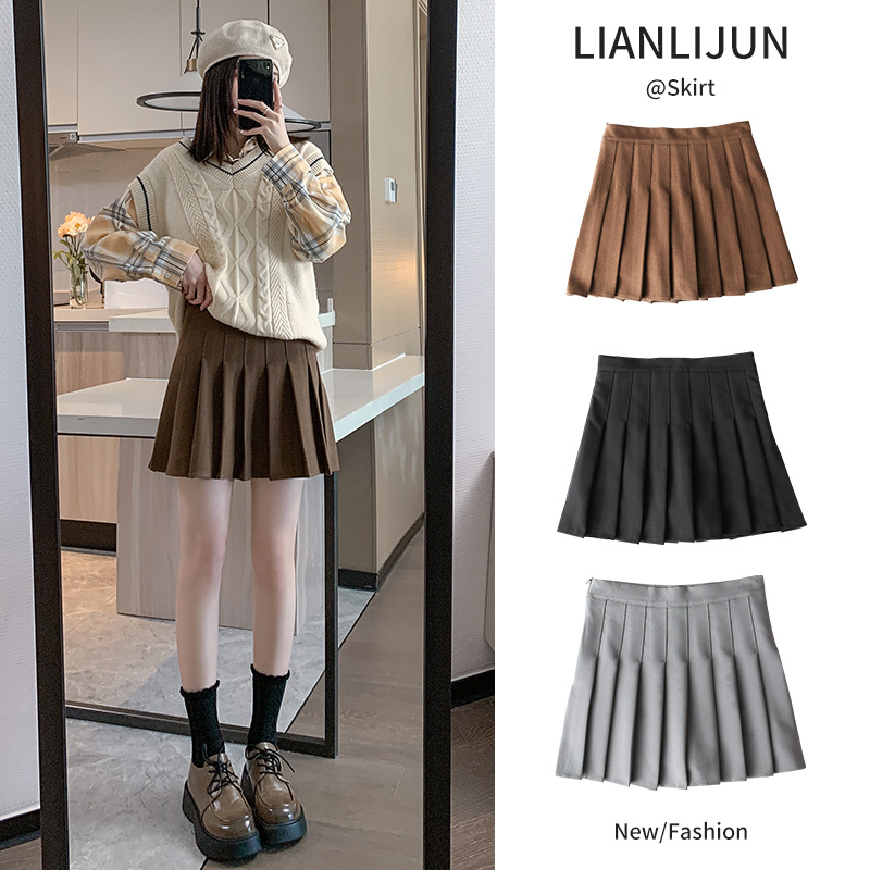 Anti - wrinkle krum - fold dress female spring - summer 2022 new suit short skirt high waist and thin student fold
