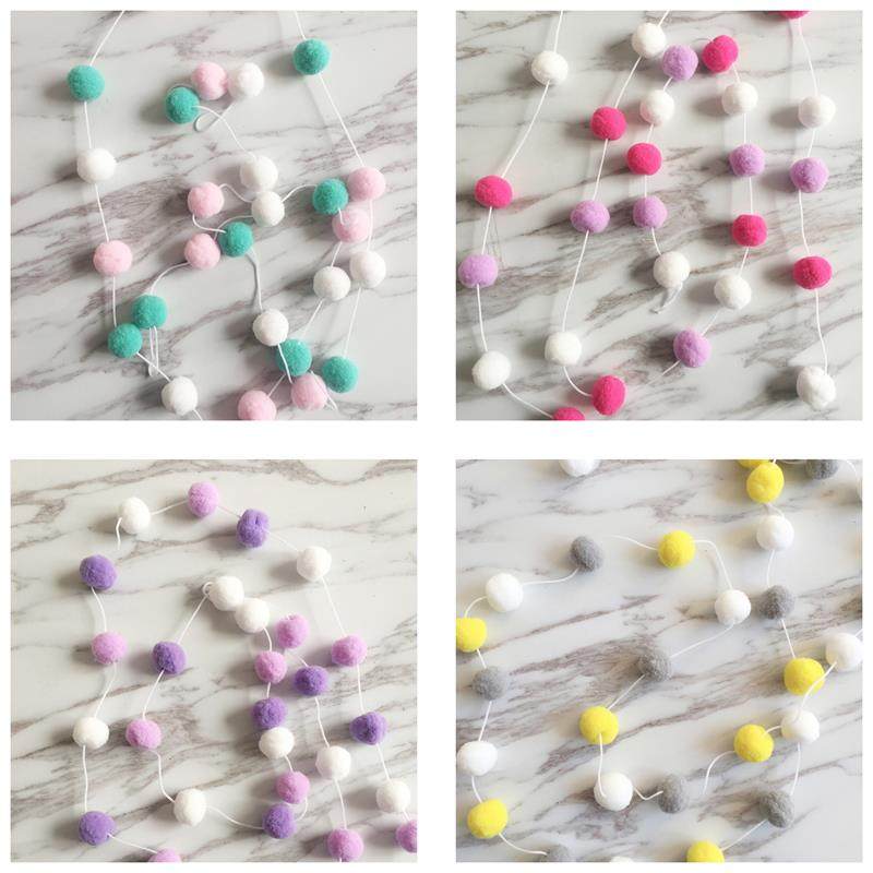 Nordic ins wind home soft children's room pendant Net red girl room decoration Macaron color hair ball string pendant