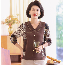 Одежда для дам 妈妈秋装长袖上衣中年女装春秋洋气薄款针织衫中老年宽松打底小衫