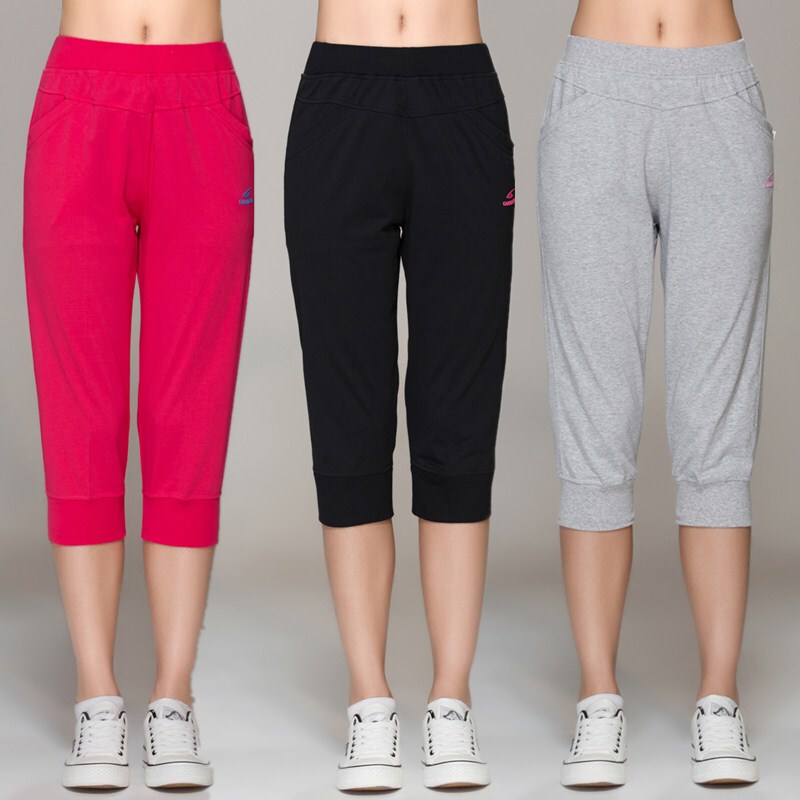 Pure Cotton Women's Summer Thin High-Waisted Casual Mid-Length Pants, Loose Jogger Pants, 7/8 Length Cuffed Sweatpants