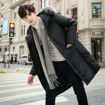  Down Jacket mens medium and long winter new Korean version of the trend thickened fur collar jacket handsome mens explosive Parker service