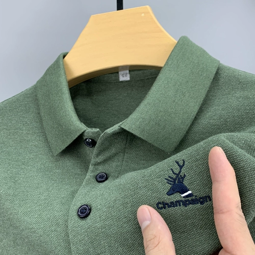 MAROLIO Летняя элитная хлопковая футболка polo, рубашка, с вышивкой, высокий воротник