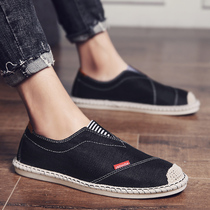  Mens canvas shoes summer breathable deodorant casual shoes soft-soled old Beijing cloth shoes mens one-pedal lazy trendy shoes