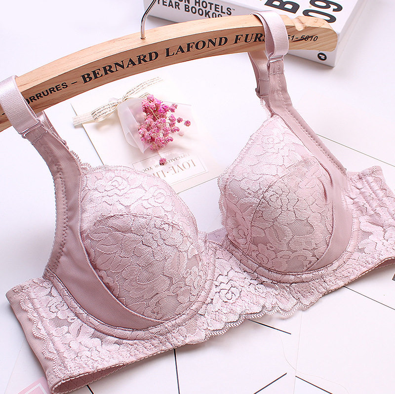 Large size big cup bra thin section full cup gathered adjustable breast-feeding stereotypes bra fat mm solid color underwear